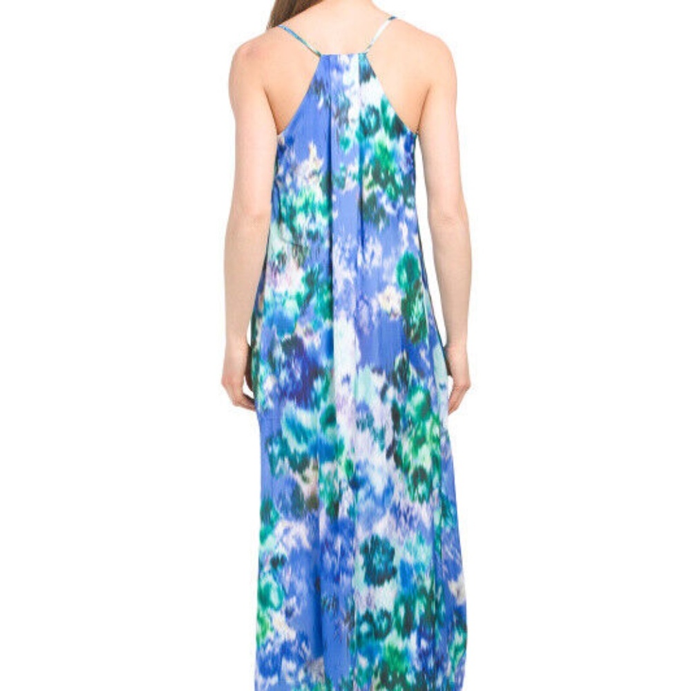 NWT Nicole Miller Maxi Blue Abstract Slip Dress XS